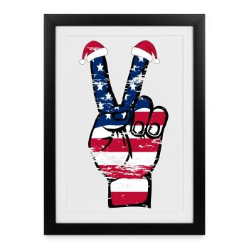 Symbole de paix de Noël drapeau des États-Unis utilisé - Affiche encadrée (27 × 37 cm) - noir - Devant