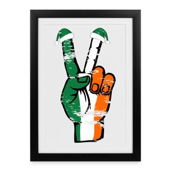 Drapeau de l’Irlande Noël Symbole de paix utilisé - Affiche encadrée (27 × 37 cm) - noir - Devant