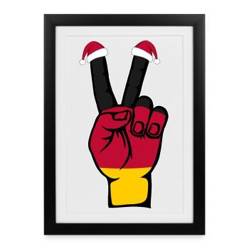 Drapeau de l’Allemagne Symbole de paix de Noël - Affiche encadrée (27 × 37 cm) - noir - Devant
