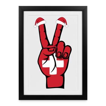 Drapeau de la Suisse Noël Symbole de la paix - Affiche encadrée (27 × 37 cm) - noir - Devant