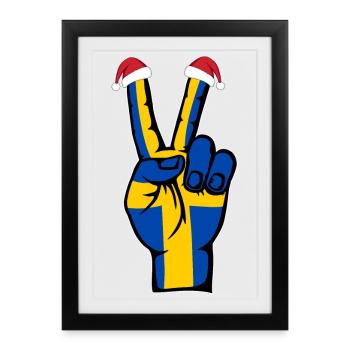Suède Drapeau Noël Symbole de la paix - Affiche encadrée (27 × 37 cm) - noir - Devant