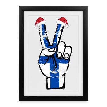 Finlande drapeau Noël symbole de paix utilisé - Affiche encadrée (27 × 37 cm) - noir - Devant