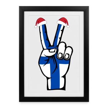 Drapeau de la Finlande Noël Symbole de la paix - Affiche encadrée (27 × 37 cm) - noir - Devant