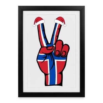 Drapeau de la Norvège Symbole de la paix de Noël - Affiche encadrée (27 × 37 cm) - noir - Devant