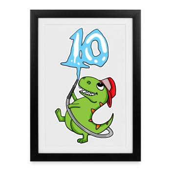 10th Birthday Dinosaur - Framed poster (27 × 37 cm) - black - Front