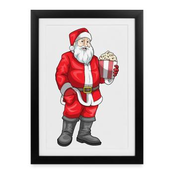 Maïs soufflé de Noël Père Noël - Affiche encadrée (27 × 37 cm) - noir - Devant