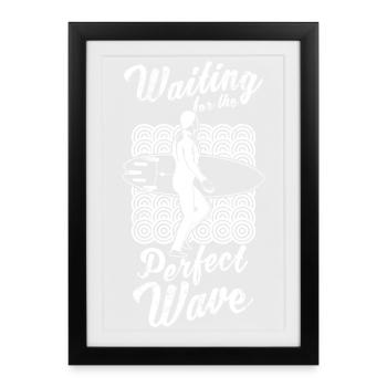 En attendant une vague parfaite - Affiche encadrée (27 × 37 cm) - noir - Devant