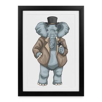 Elephant Poker Jetons de Poker - Affiche encadrée (27 × 37 cm) - noir - Devant