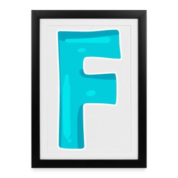 Name Letter F - Framed poster (27 × 37 cm) - black - Front