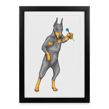 Doberman Dart Dart - Affiche encadrée (27 × 37 cm) - noir - Devant