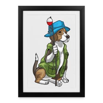 Canne à pêche pour pêche de pêche pour pêcheurs de pêche - Affiche encadrée (27 × 37 cm) - noir - Devant