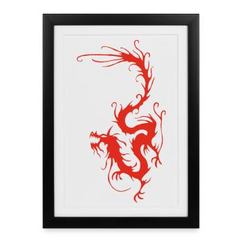 Red Smoke Dragon - Framed poster (27 × 37 cm) - black - Front