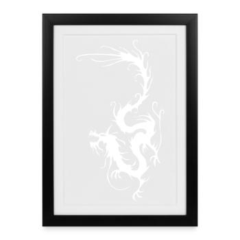 White Smoke Dragon - Framed poster (27 × 37 cm) - black - Front