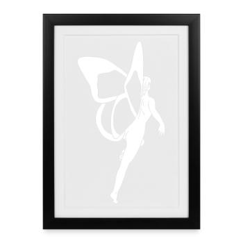 Schmetterling Frau (weiß) - Gerahmtes Poster (27 × 37 cm) - Schwarz - Vorne