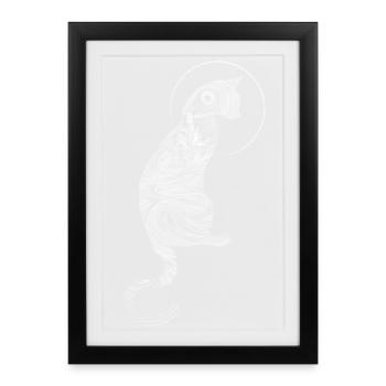 Mystical cat illustration in Zen style - Framed poster (27 × 37 cm) - black - Front