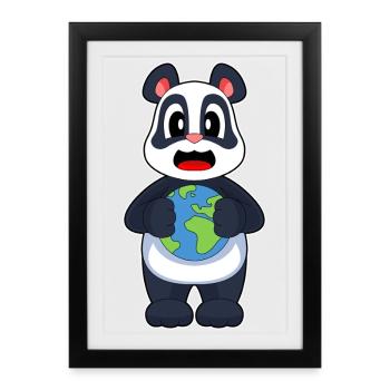 Globe terrestre panda - Affiche encadrée (27 × 37 cm) - noir - Devant