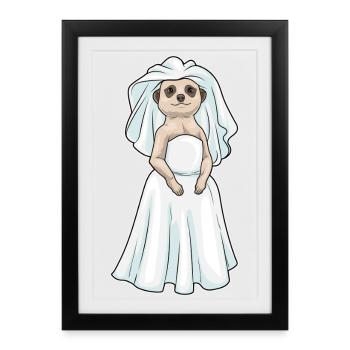 Meerkat Bridal Veil Wedding - Framed poster (27 × 37 cm) - black - Front