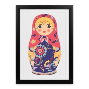 Colorful Matryoshka with Floral Motif - Framed poster (27 × 37 cm) - black - Front