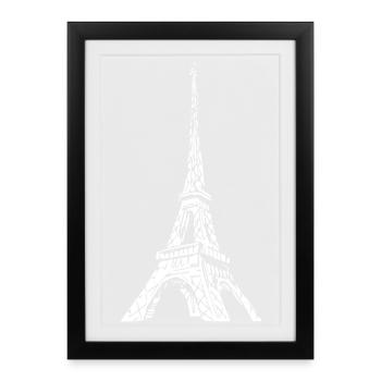 Tour Eiffel Silhouette Paris Look Grunge - Affiche encadrée (27 × 37 cm) - noir - Devant
