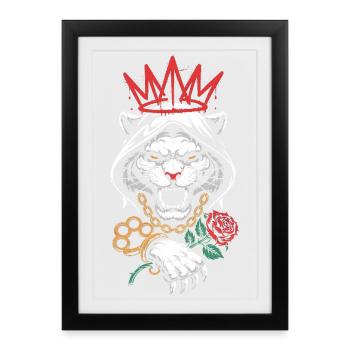 Gangster Tiger Crown Streetwear - Affiche encadrée (27 × 37 cm) - noir - Devant