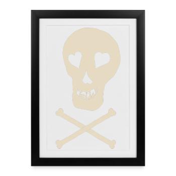 Crâne avec os - Affiche encadrée (27 × 37 cm) - noir - Devant