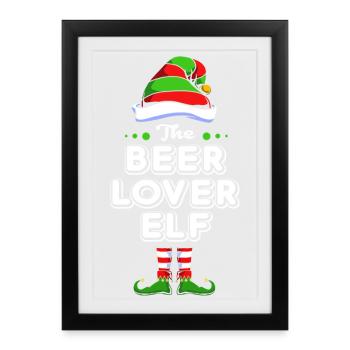 Elf Elf Christmas Gift Beer Party Alcohol - Framed poster (27 × 37 cm) - black - Front