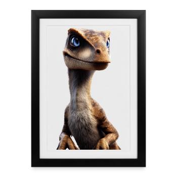 Raptor Vélociraptor Dinosaure Dino Raptors - Affiche encadrée (27 × 37 cm) - noir - Devant