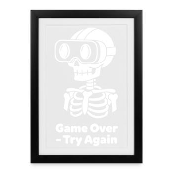 Motif VR squelette GameOver - Affiche encadrée (27 × 37 cm) - noir - Devant