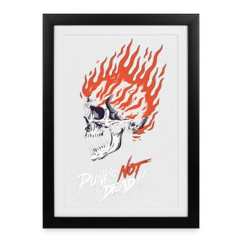 Crâne en Flammes Punk's Not Dead – Burning Skull - Gerahmtes Poster (27 × 37 cm) - Schwarz - Vorne