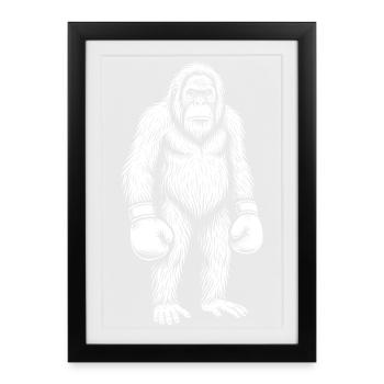 Silhouette de boxe orang-outan - Affiche encadrée (27 × 37 cm) - noir - Devant