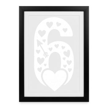 Fun 67 Numéro 6-7 6 7 Carte de Saint-Valentin assortie - Affiche encadrée (27 × 37 cm) - noir - Devant