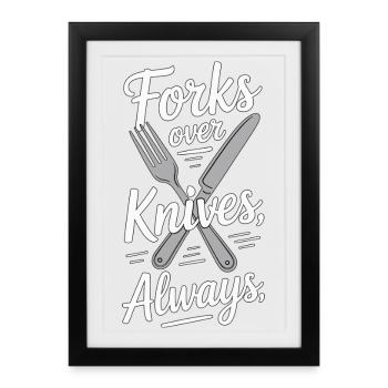 Nutritionniste donne toujours des couteaux, diététicien - Affiche encadrée (27 × 37 cm) - noir - Devant