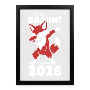 Bäääm! Schoolchild 2026 - Cunning Fox - Framed poster (27 × 37 cm) - black - Front