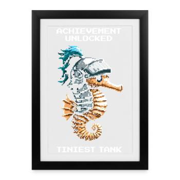 Achievement: smallest tank | Seahorse - Framed poster (27 × 37 cm) - black - Front