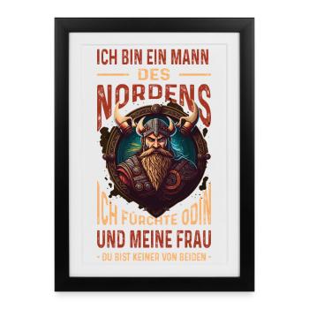 Je suis un homme des Vikings du Nord - Affiche encadrée (27 × 37 cm) - noir - Devant