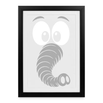 Éléphant | Déguisement de carnaval en costume de grand visage - Affiche encadrée (27 × 37 cm) - noir - Devant