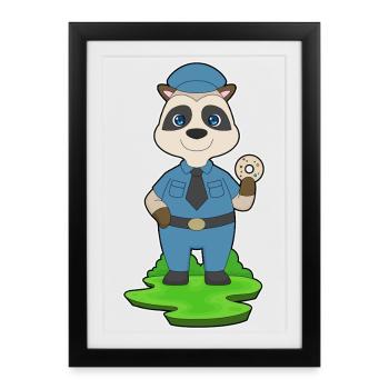 Meerkat Cop Donut Police - Framed poster (27 × 37 cm) - black - Front