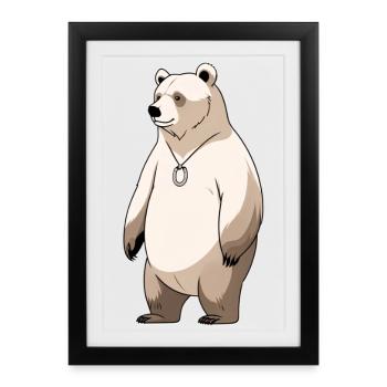Polar Bear Cartoon Necklace - Framed poster (27 × 37 cm) - black - Front