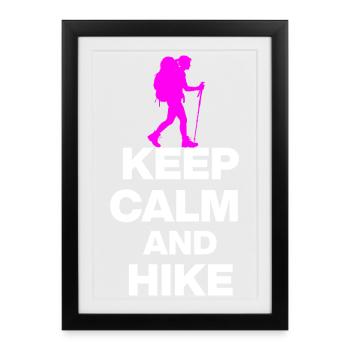 KEEP CALM AND HIKE ON, WANDERLUST, GIFT 🚶 - Framed poster (27 × 37 cm) - black - Front
