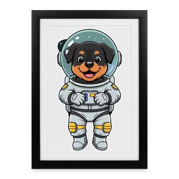 Rottweiler Dog Space Astronaut Color - Framed poster (27 × 37 cm) - black - Front