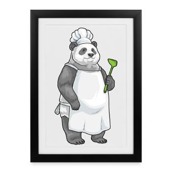 Panda Cook Spatula Cooking - Framed poster (27 × 37 cm) - black - Front