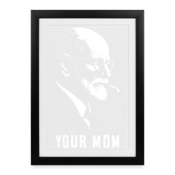 Portrait en noir et blanc de Sigmund Freud avec la flûte - Affiche encadrée (27 × 37 cm) - noir - Devant