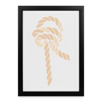 Noeud Marin - Twists de Corde Beige sur Noir - Affiche encadrée (27 × 37 cm) - noir - Devant