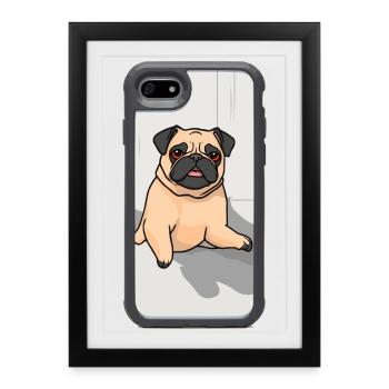 Pug Cartoon on Smartphone Case - Framed poster (27 × 37 cm) - black - Front