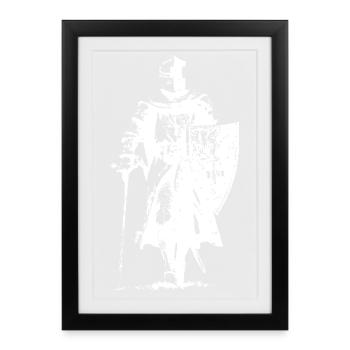 Silhouette du Chevalier en Armure - Affiche encadrée (27 × 37 cm) - noir - Devant