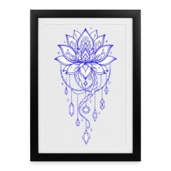 Spiritualité Géométrie Sacrée Fleur de Lotus Zen - Affiche encadrée (27 × 37 cm) - noir - Devant