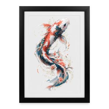 Floral Mechanical Koi - Framed poster (27 × 37 cm) - black - Front