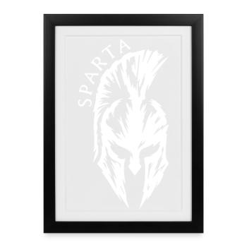 Sparta Spartan Helmet Fitness Ancient Warrior - Framed poster (27 × 37 cm) - black - Front
