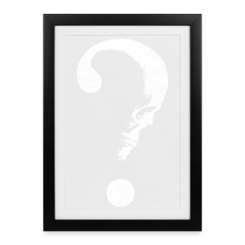 Totenkopf Fragezeichen Skull Mystery Design - Gerahmtes Poster (27 × 37 cm) - Schwarz - Vorne