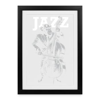 Jazz Monkey spielt Kontrabass - Gerahmtes Poster (27 × 37 cm) - Schwarz - Vorne